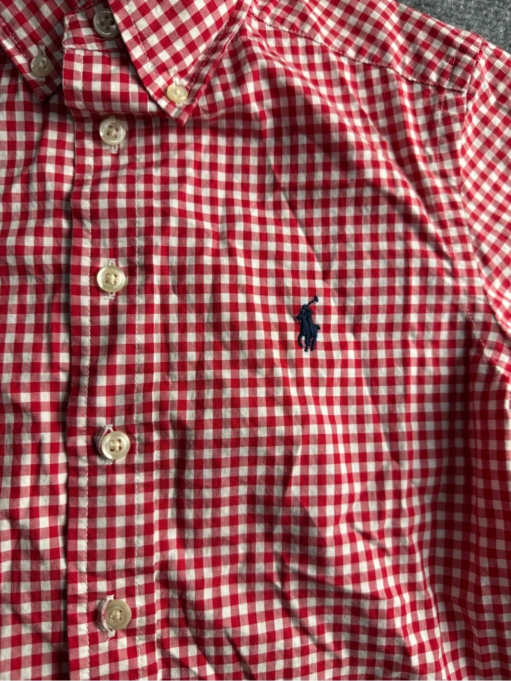 Ralph Lauren Kids Small (8) Red Gingham Short-Sleeve Button-Down Shirt